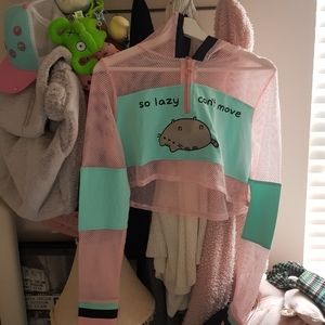 Pusheen mesh long sleeve crop hottopic lazy